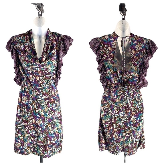Plenty By Tracy Reese 100% Silk Ruffle Beaded Dress SZ S - Picture 1 of 8